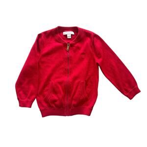 Burberry Children Red Zip Sweater 3Y Logo Knit Cardigan Jacket Unisex Classic